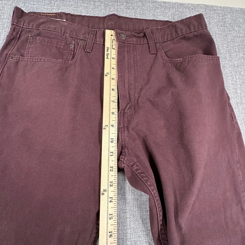 Levis 512 Slim Taper Jeans Mens 36x29 (Fits 36x28) Maroon Burgundy Stretch Twill